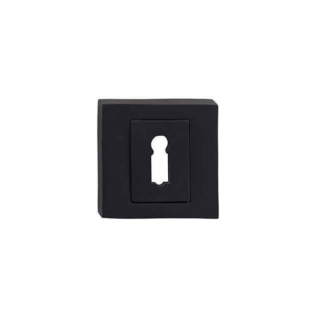 2x rozet vierkant met sleutelgat mat zwart