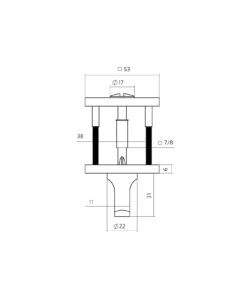 Intersteel WC-sluiting verdekt 53x53x6mm met stift 6-8mm PVD messing mat - Afbeelding 2
