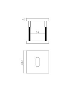 Intersteel Sleutelrozetten verdekt 53x53x6mm PVD zwart - Afbeelding 2