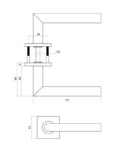 Intersteel Deurkruk Q 04 op rozet verdekt 53x53x6mm PVD zwart - Afbeelding 2