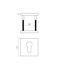 Intersteel Cilinderrozetten verdekt 53x53x6mm PVD brons - Afbeelding 2