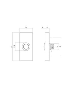 Intersteel Deurbel rechthoekig 65x30x10mm verdekt PVD messingkleur - Afbeelding 3