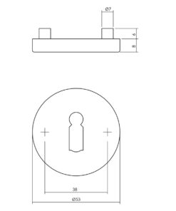 Intersteel Sleutelrozetten verdekt ø53x8mm met nokken rvs - Afbeelding 2