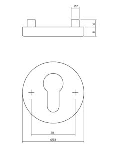 Intersteel Cilinderrozetten verdekt ø53x8mm met nokken rvs - Afbeelding 2