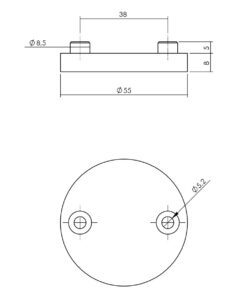 Intersteel Afdekrozet Shiraat Grand&Johnson ø55x8mm PVD messing mat - Afbeelding 2