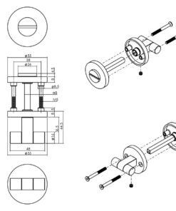 Intersteel WC-sluiting Shiraat Grand&Johnson éénzijdig verdekt bediening links ø55x8mm PVD messing mat - Afbeelding 2