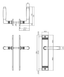 Intersteel Deurkruk Ton basic met schild rechthoekig met rillen 235x43mm blind nikkel/zwart - Afbeelding 2