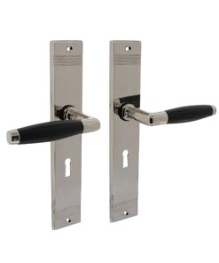 Intersteel Deurkruk Ton basic met schild rechthoekig met rillen 235x43mm profielcilinder 72mm nikkel/zwart