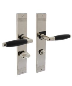 Intersteel Deurkruk Ton basic met schild rechthoekig met rillen 235x43mm wc 63/8mm nikkel/zwart