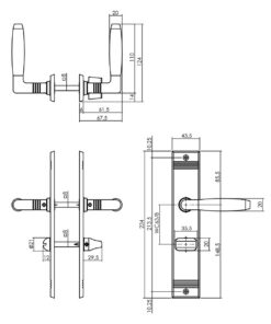 Intersteel Deurkruk Ton basic met schild rechthoekig met rillen 235x43mm wc 63/8mm nikkel/zwart - Afbeelding 2