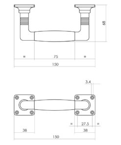 Intersteel Handgreep Ton basic 75/150mm op vierkant rozet nikkel/zwart - Afbeelding 2