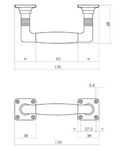 Intersteel Handgreep Ton basic 95/170mm op vierkant rozet nikkel/zwart 3 Intersteel Handgreep Ton basic 95/170mm op vierkant rozet nikkel/zwart - Afbeelding 2