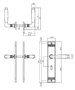 Intersteel Deurkruk Ton basic met schild rechthoekig met rillen 235x43mm sleutelgat 56mm nikkel mat/zwart - Afbeelding 2