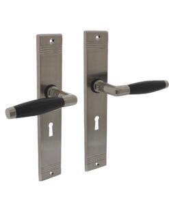 Intersteel Deurkruk Ton basic met schild rechthoekig met rillen 235x43mm profielcilinder 55mm nikkel mat/zwart
