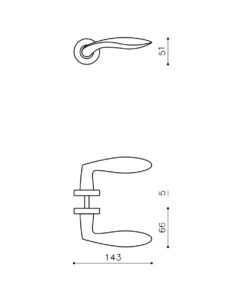 Intersteel Olivari deurkruk Onda op rozet rvs mat titaan PVD - Afbeelding 2