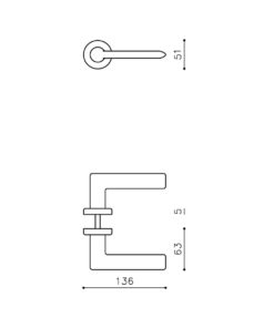 Intersteel Olivari deurkruk Tecno op rozet messing mat titaan PVD - Afbeelding 3
