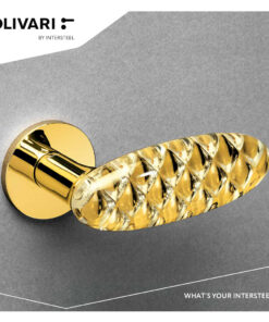 Intersteel Olivari deurkruk Crystal Diamond op rozet messing titaan PVD - Afbeelding 2