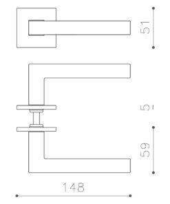 Intersteel Olivari deurkruk ABC op rozet rvs mat titaan PVD - Afbeelding 2