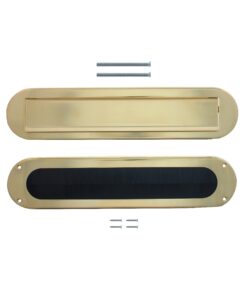 Intersteel Set briefplaat en tochtwering ovaal PVD messingkleur