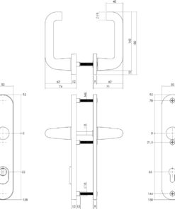 Intersteel Set achterdeurbeslag ovaal: SKG3 veiligheidsbeslag ovaal 250x50mm kruk/kruk kt55 met SKG2 slot 55pc aluminium zwart - Afbeelding 2