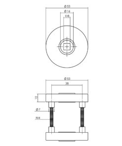Intersteel Set achterdeurbeslag rond: deurkruk Jura met massieve rozetten, SKG2 slot pc55, SKG3 rozetten, rvs - Afbeelding 4