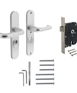 Intersteel Set achterdeurbeslag ovaal: SKG3 veiligheidsbeslag ovaal 250x50mm kruk/kruk kt55 met SKG2 slot 55pc aluminium F1
