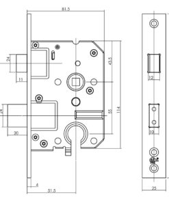 Intersteel Set achterdeurbeslag ovaal: SKG3 veiligheidsbeslag ovaal 250x50mm kruk/kruk kt55 met SKG2 slot 55pc aluminium F1 - Afbeelding 3