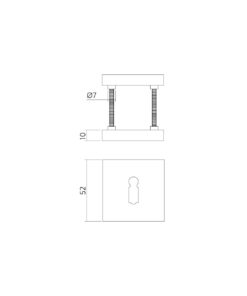 Intersteel Sleutelrozetten verdekt 52x52x10mm met nokken rvs - Afbeelding 2