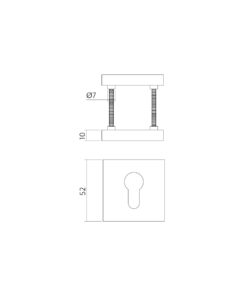 Intersteel Cilinderrozetten verdekt 52x52x10mm met nokken rvs - Afbeelding 2
