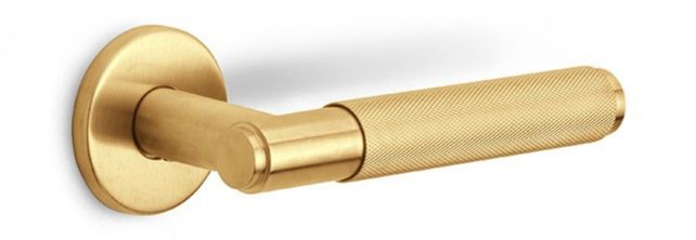 Formani BASICS LB5-22 deurkruk geveerd op rozet EN1906 klasse 3 PVD mat goud