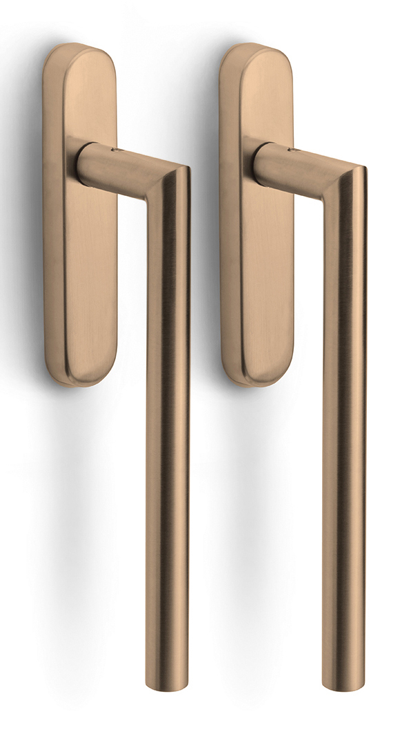 Formani BASICS LB230PAY massieve paarsgewijze set hefschuifdeurbeslag inclusief cilindergat PC69 PVD licht brons