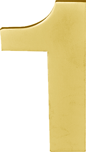 Formani BASICS LBHN100-1 huisnummer met blinde bevestiging en afstandshouders PVD mat goud rechtswijzend